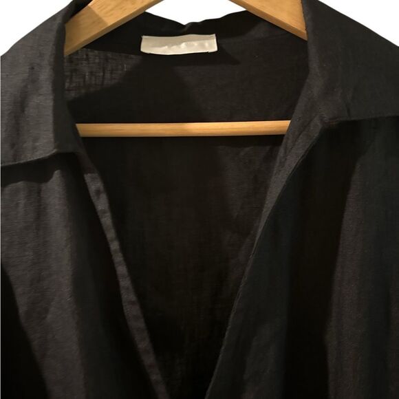 MONDAY Beachwear Kythira Black Linen Wrap Dress - Picture 3 of 3